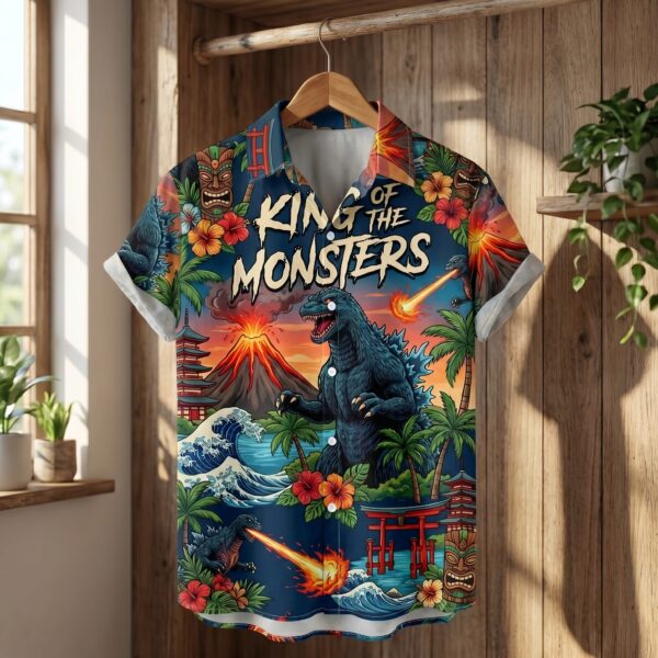 Alternative view of Godzilla Hawaiian Shirt- THK126739