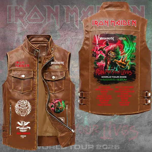Alternative view of Premium Iron Maiden 2026 World Tour 2D Sleeveless Leather Vest