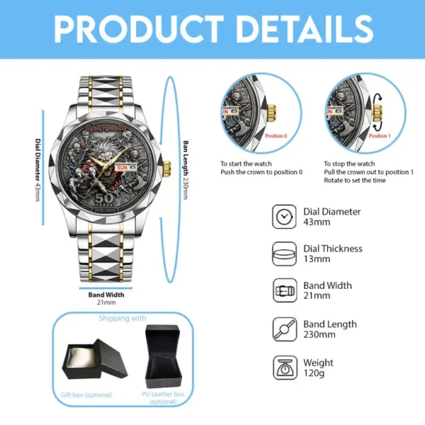 Alternative view of Iron Maiden 50th Anniversary Alloy Luxury Quartz Watch