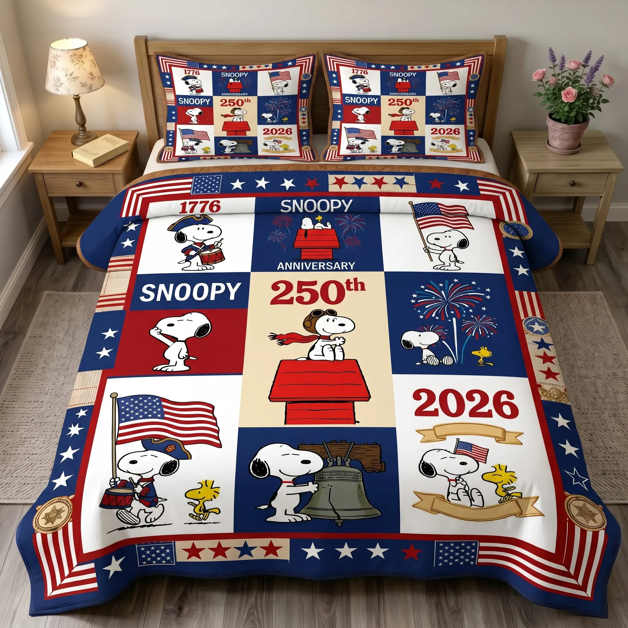 Snoopy 250 Years of America Quilt Bedding Set - THK131903