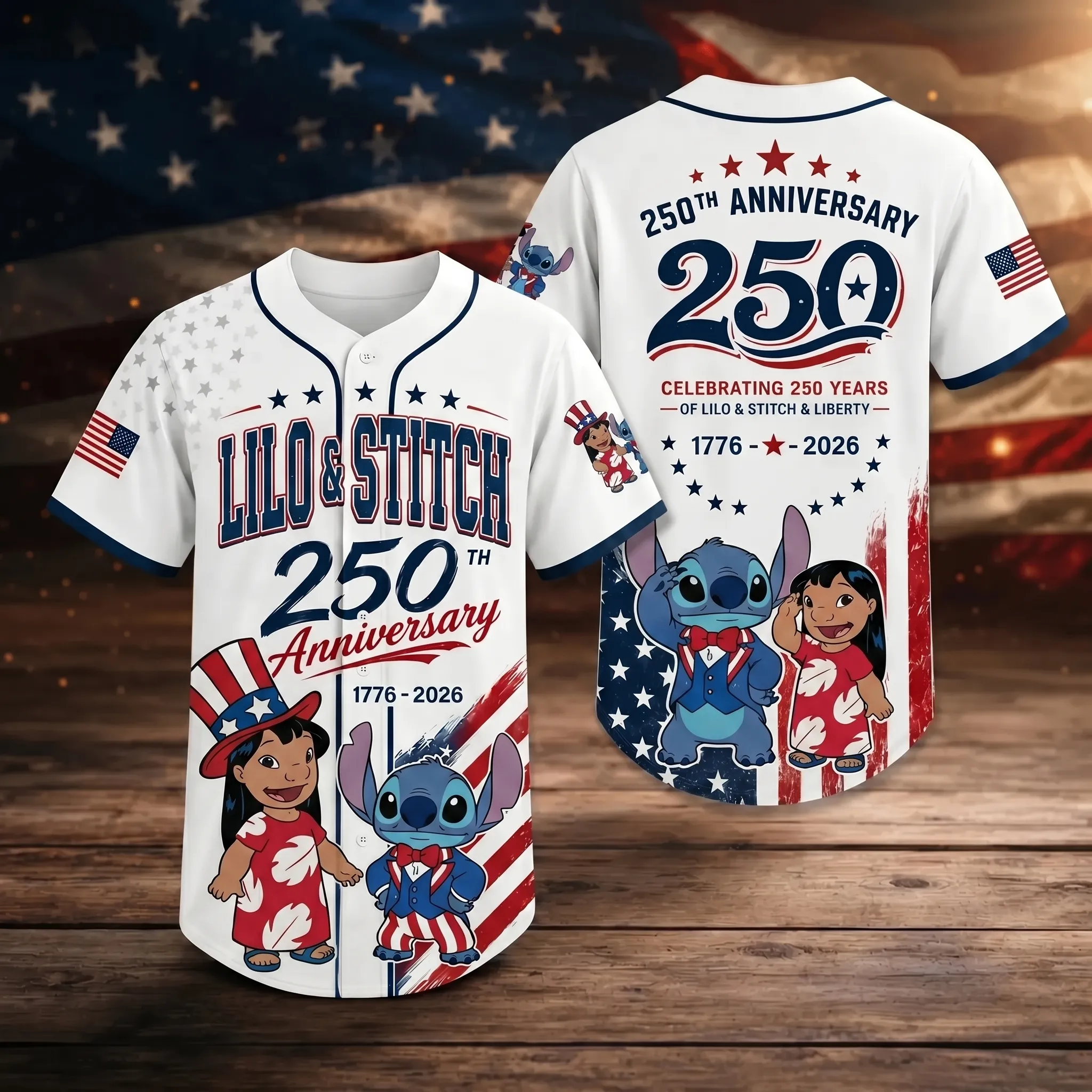Lilo & Stitch 250 Years of America Baseball Jersey -THK131037