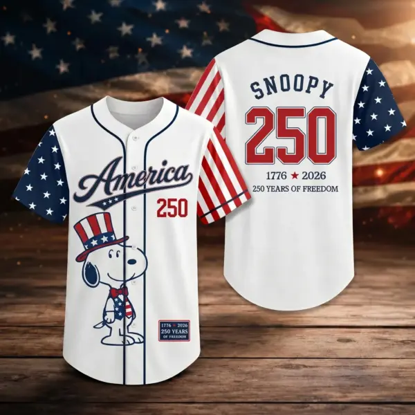 Personalized Snoopy 250 Years of America Baseball Jersey - THK131563