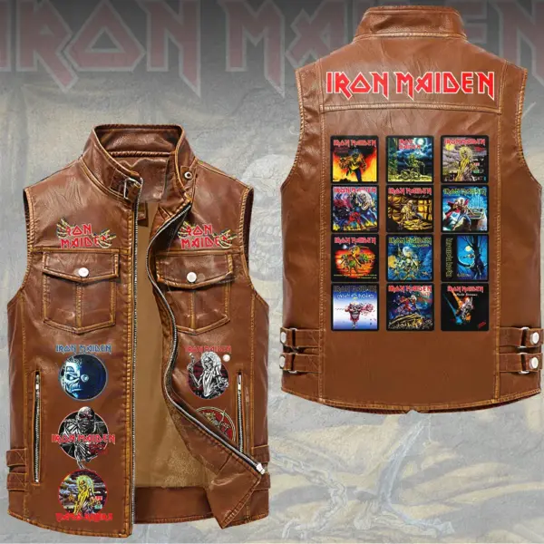 Alternative view of Premium Iron Maiden 2026 World Tour 2D Sleeveless Leather Vest -THK130303