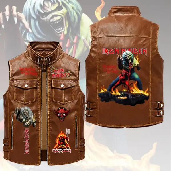 Alternative view of Premium Iron Maiden 2026 World Tour 2D Sleeveless Leather Vest -THK130304