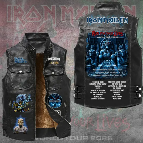 Premium Iron Maiden 2026 World Tour 2D Sleeveless Leather Vest-THK130302
