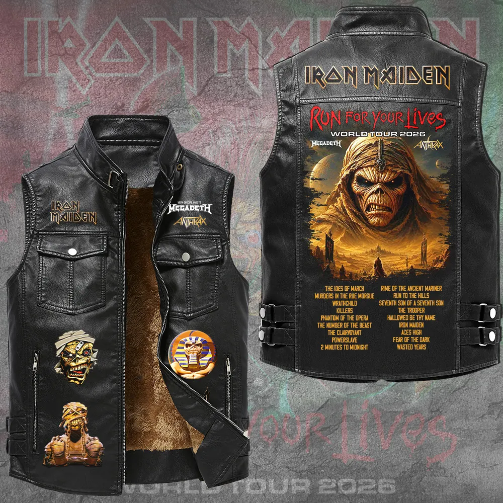 Premium Iron Maiden 2026 World Tour 2D Sleeveless Leather Vest-THK130312