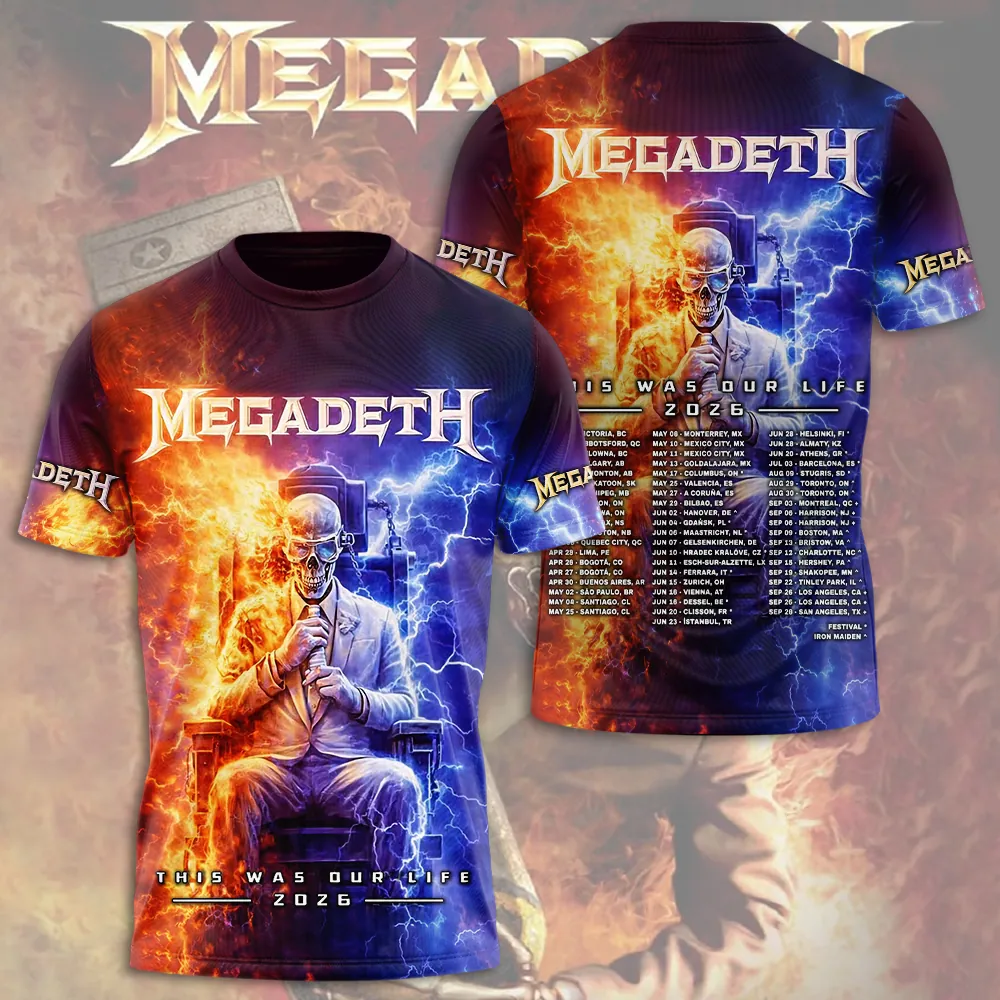 Megadeth This Was Our Life Tour 2026 3D Apparel - THK130381