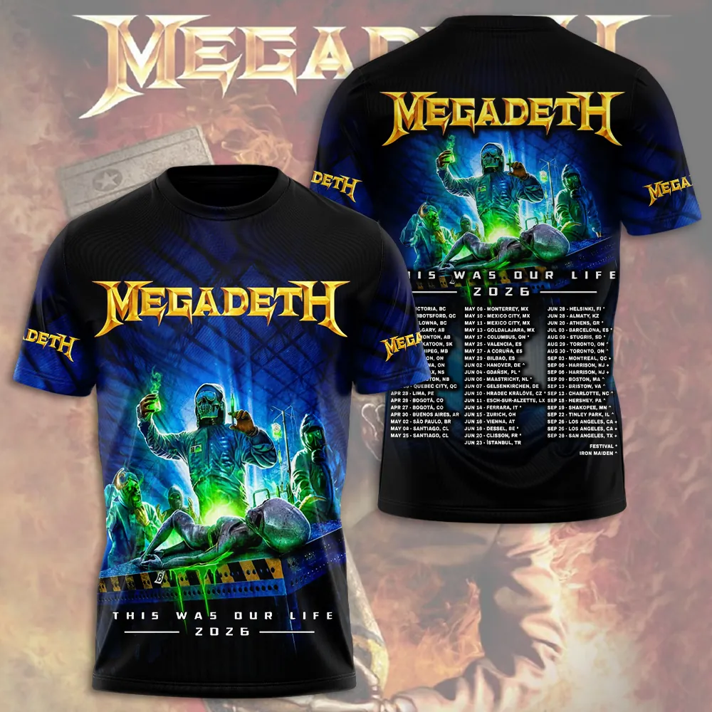 Megadeth This Was Our Life Tour 2026 3D Apparel - THK130378
