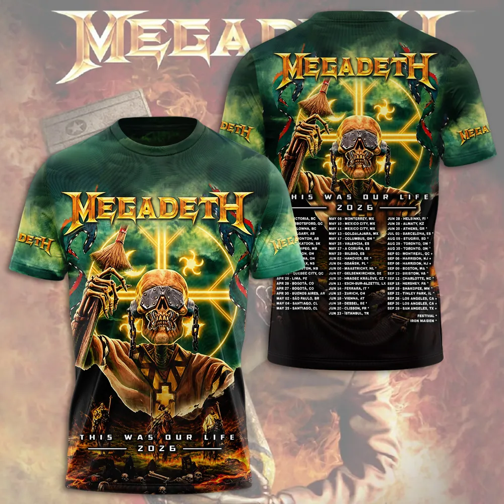 Megadeth This Was Our Life Tour 2026 3D Apparel - THK130375