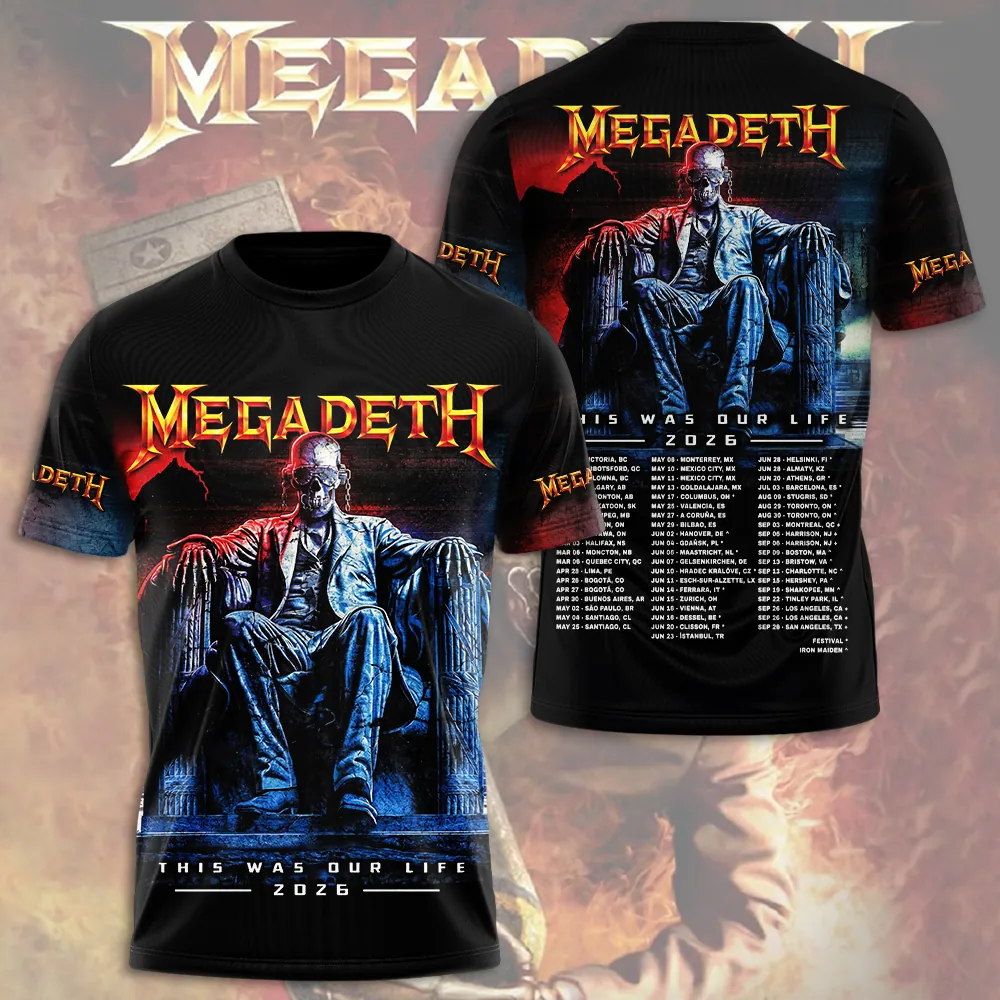 Megadeth This Was Our Life Tour 2026 3D Apparel - THK130377