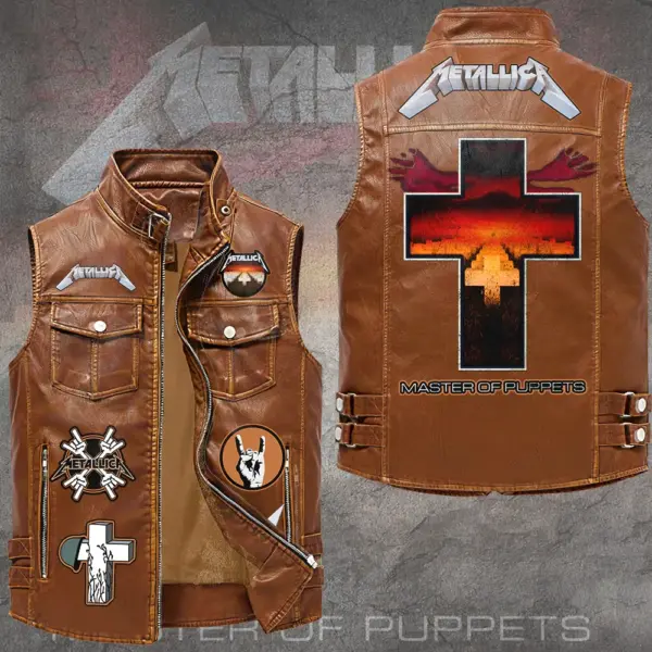 Alternative view of Metallica Premium 2D Sleeveless Leather Vest