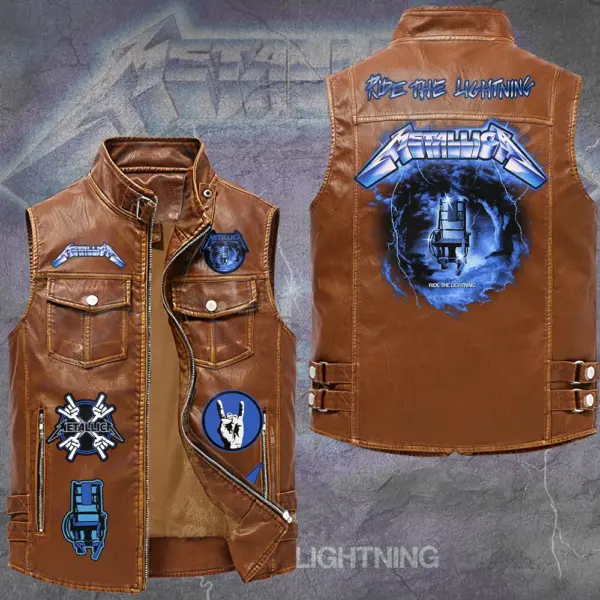 Alternative view of Metallica Premium 2D Sleeveless Leather Vest -THK130333
