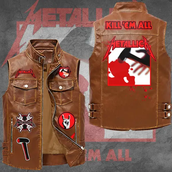 Alternative view of Metallica Premium 2D Sleeveless Leather Vest-THK130332