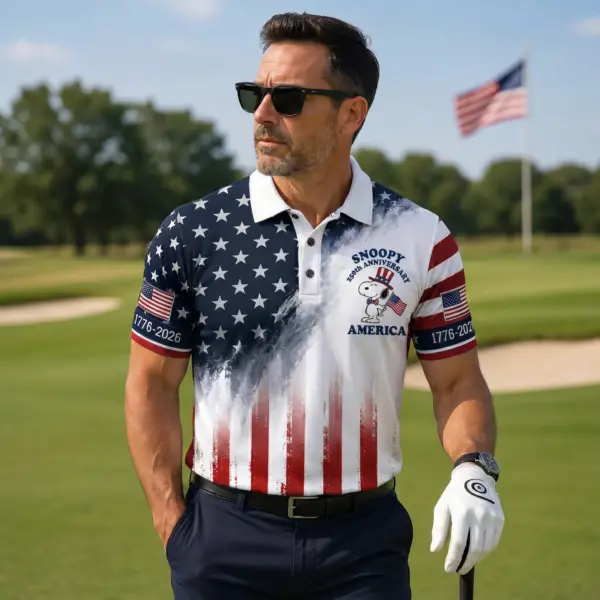 Alternative view of Snoopy 250 Years of America Polo Shirt