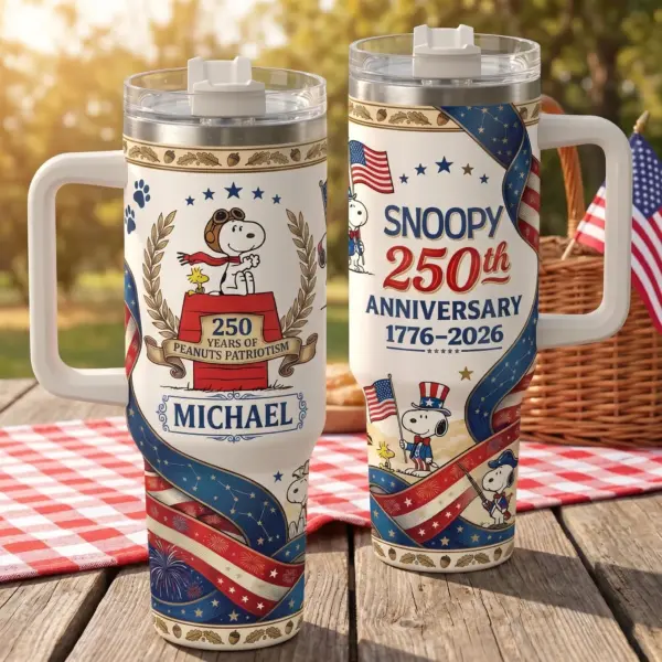Alternative view of Personalized Snoopy 250 Years of America 40oz Stanley Tumbler -THK132057