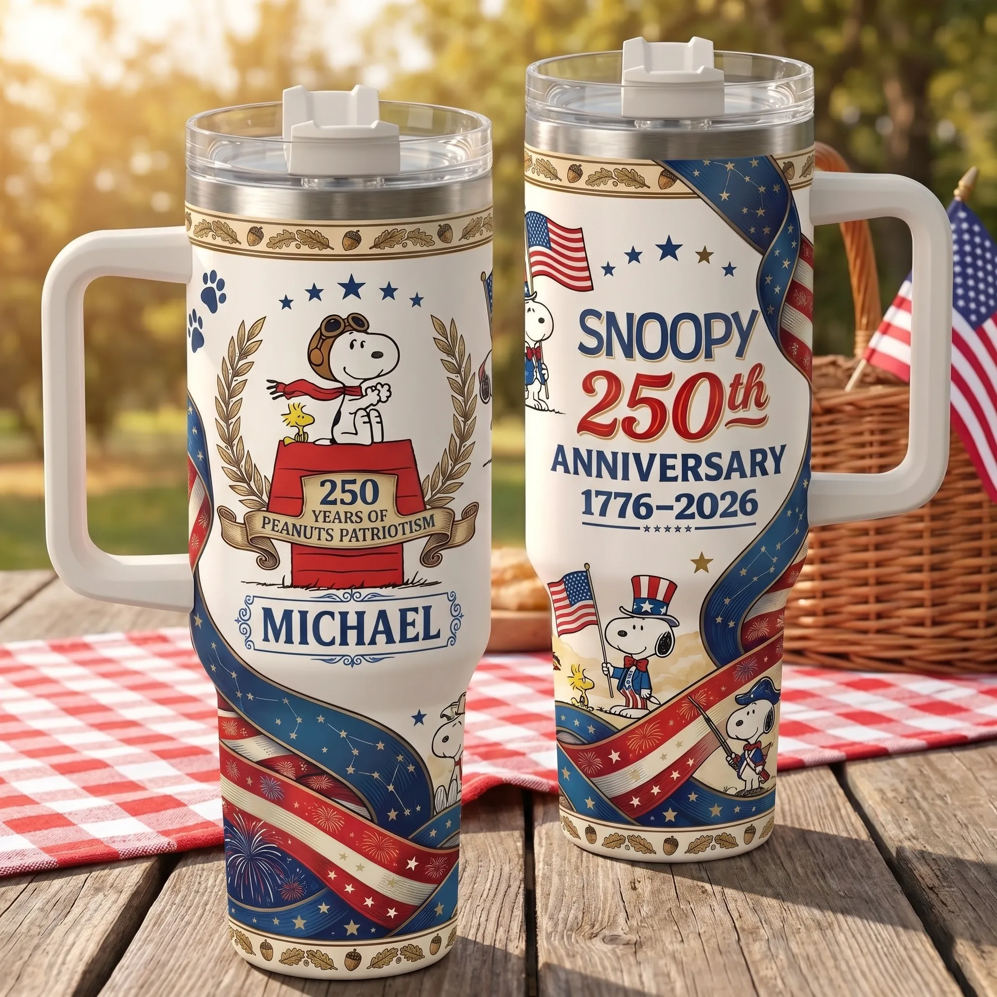 Personalized Snoopy 250 Years of America 40oz Stanley Tumbler -THK132057 - Image 2