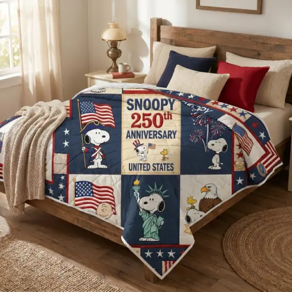 Alternative view of Snoopy 250 Years of America Quilt Blanket-THK131546