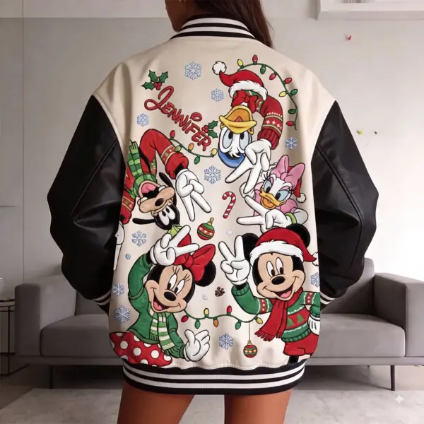 Personalized Mickey & Friends Christmas Squad Quilted Varsity Jacket