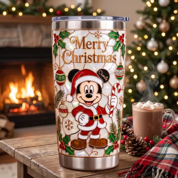 Personalized Mickey Christmas Tumbler Cup - Image 4