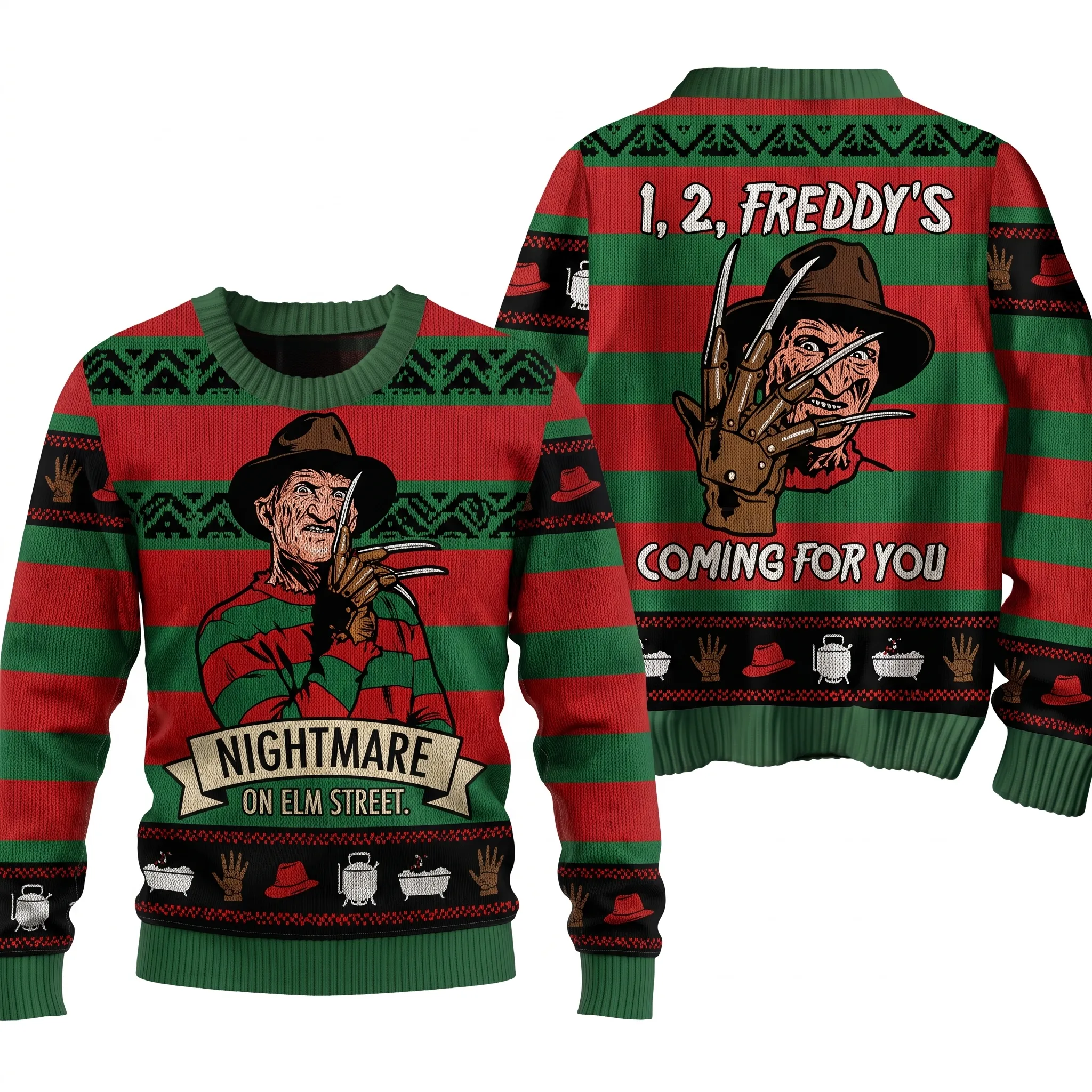 Freddy Krueger Halloween Knitted Sweater-THK133092