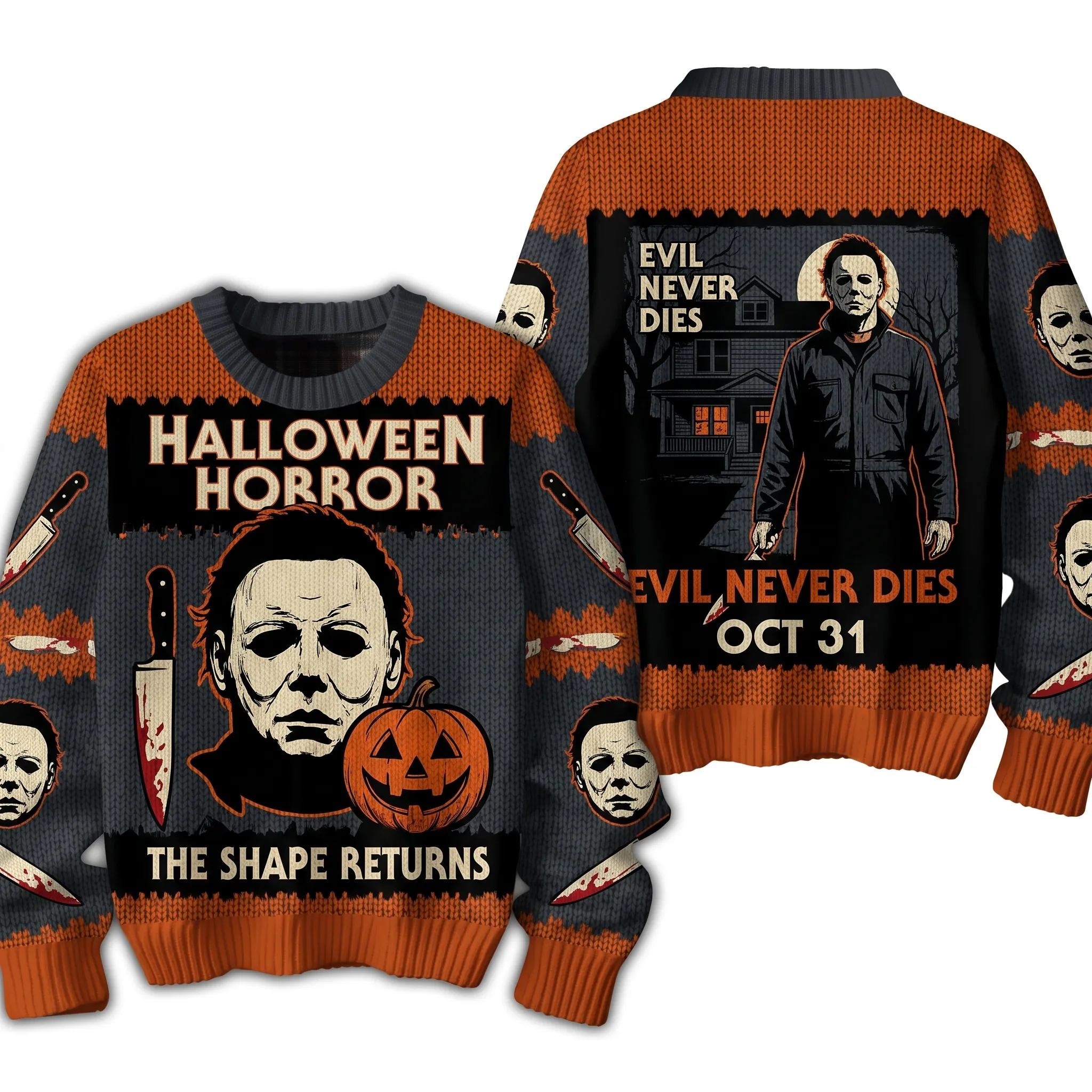 Michael Myers Halloween Knitted Sweater-THK133100