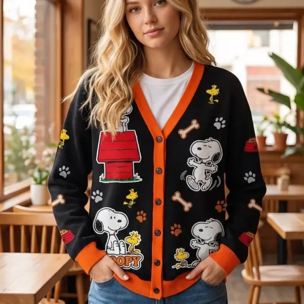 Alternative view of Retro Snoopy & Friends 3D Ugly Cardigan