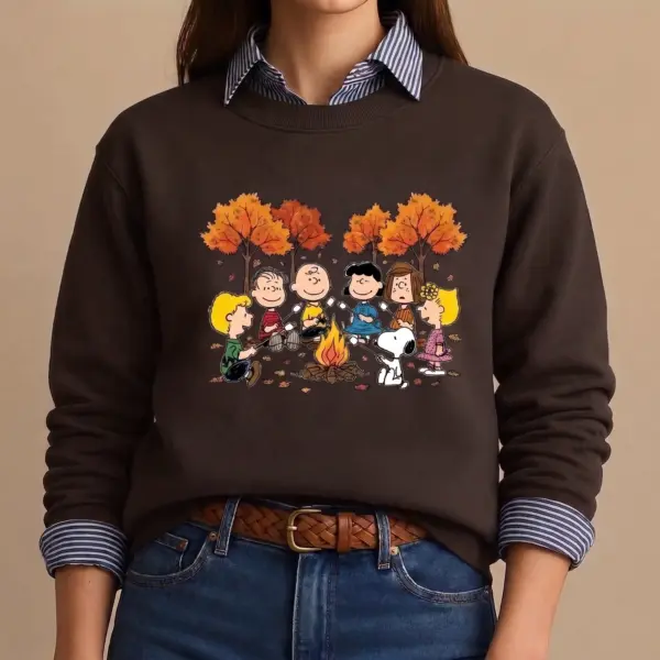 Alternative view of Peanuts Snoopy & Charlie Brown Fall Campfire Unisex Sweatshirt