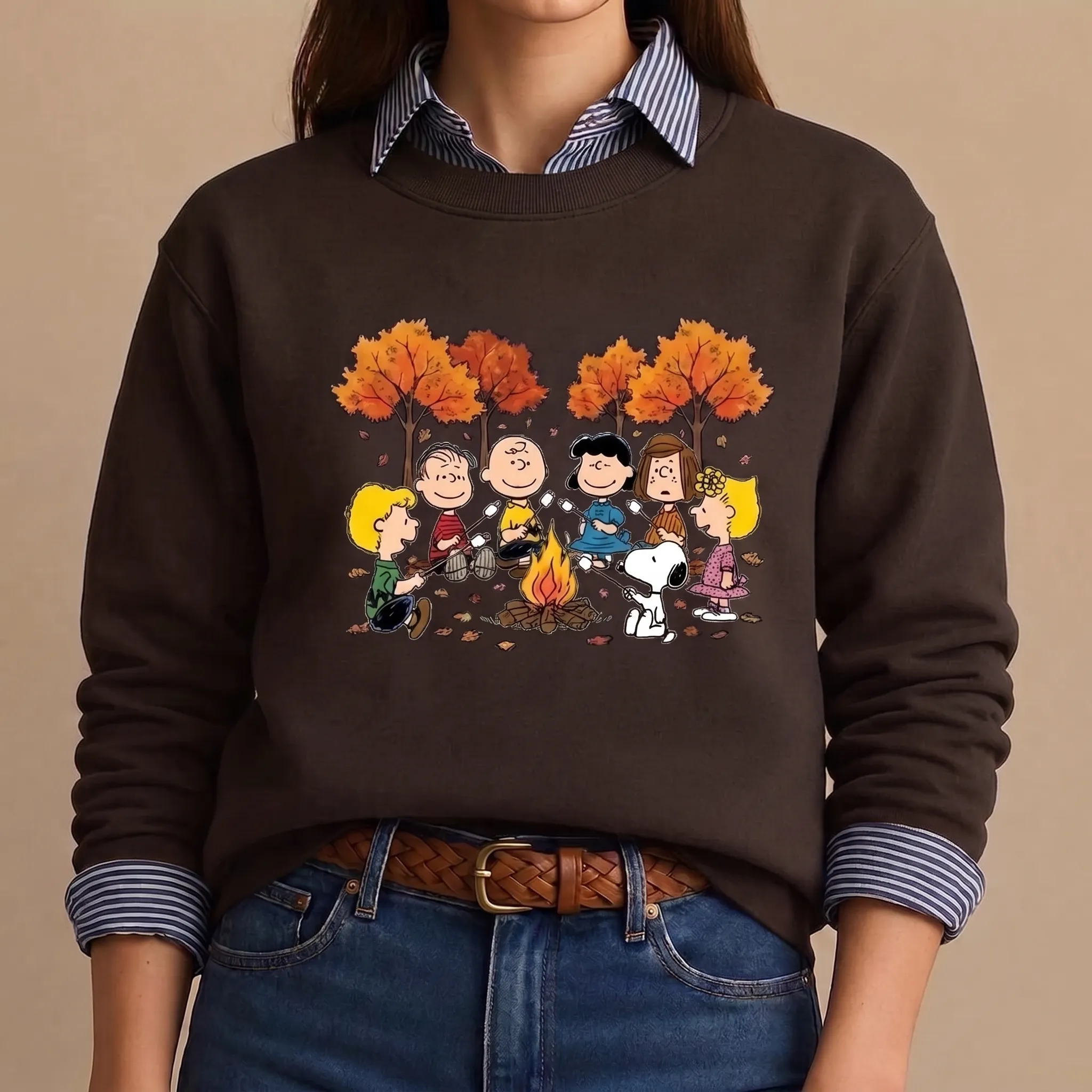 Peanuts Snoopy & Charlie Brown Fall Campfire Unisex Sweatshirt - Image 2