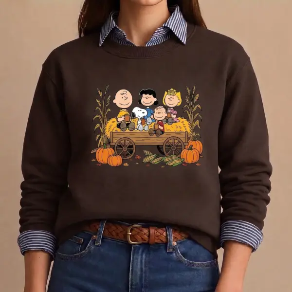 Cozy Peanuts Gang Autumn Hayride Unisex Sweatshirt-THK133188