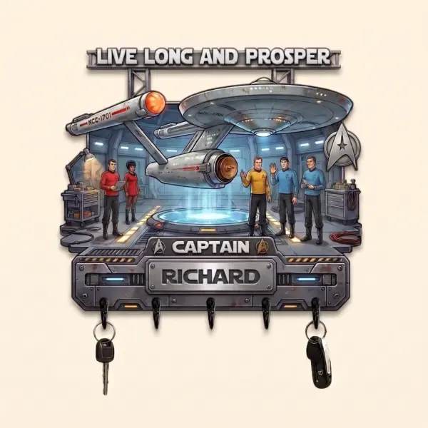 Personalized Star Trek USS Enterprise Acrylic Key Hanger - Image 3