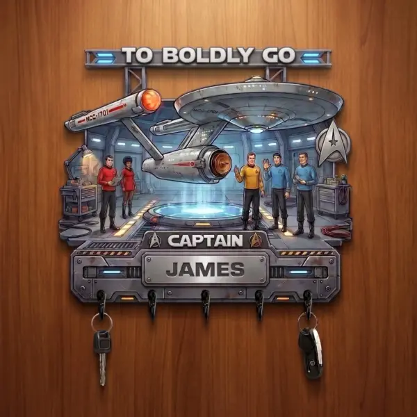 Alternative view of Personalized Star Trek USS Enterprise Acrylic Key Hanger