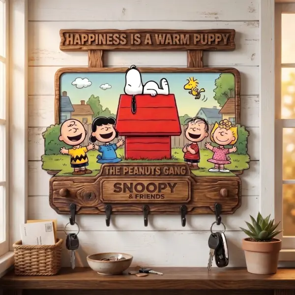 Alternative view of Peanuts Gang Snoopy Happiness Is A Warm Puppy Acrylic Key Hanger