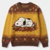 Cozy Snoopy Autumn Leaves Thanksgiving Ugly Sweater-THK133291