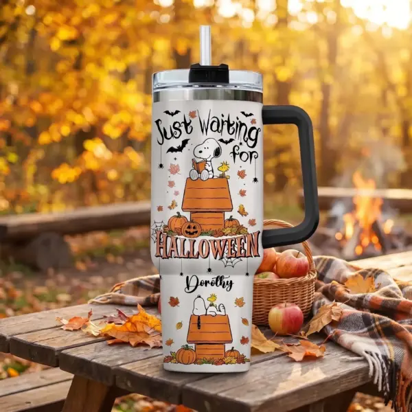 Alternative view of Custom "Waiting For Halloween" Snoopy 40oz Stanley Tumbler-THK133298