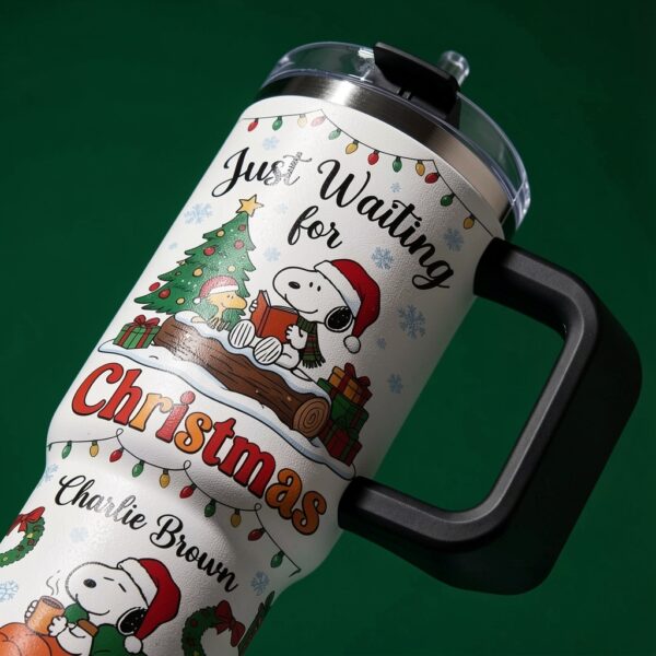 Alternative view of Personalized Snoopy Just Waiting For Christmas 40oz Stanley Tumbler-THK133300