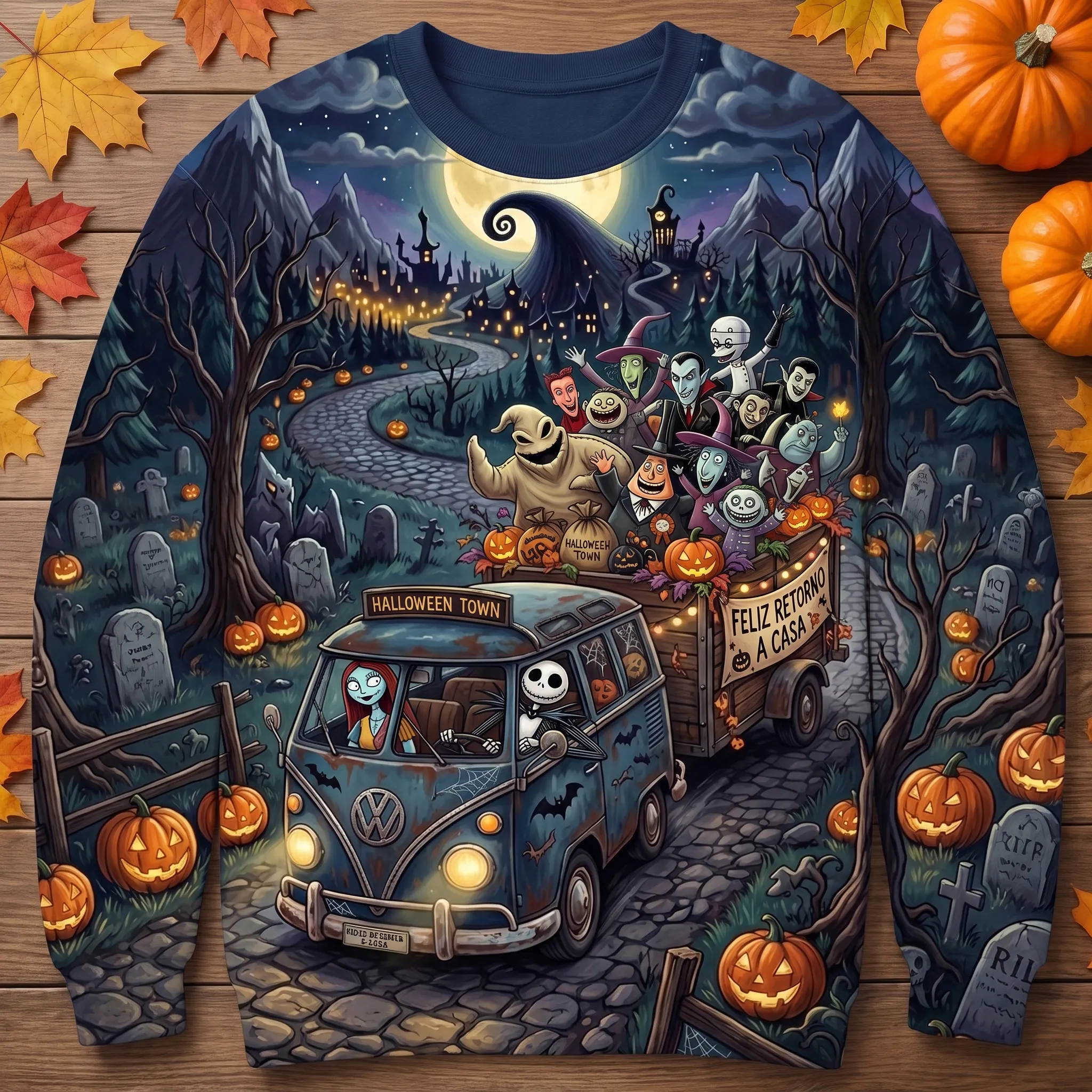 Jack & Sally Vintage Van Halloween Unisex Sweatshirt-THK133432