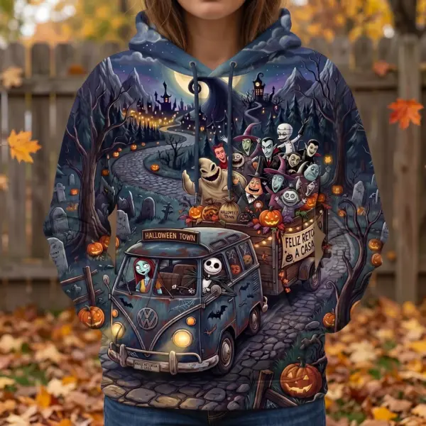 Alternative view of Jack & Sally Vintage Van Halloween Unisex Sweatshirt-THK133432