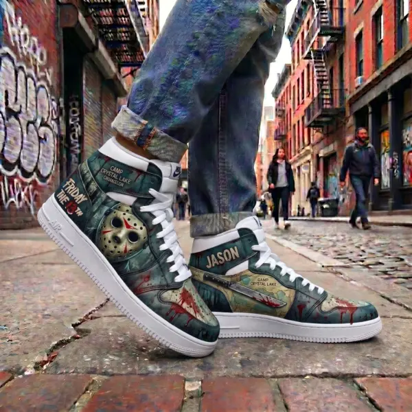 Alternative view of Jason Voorhees Friday The 13th Air Jordan High Top Shoes