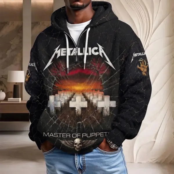 Metallica Waffle Half Zip Hoodie-THK133623 - Image 3