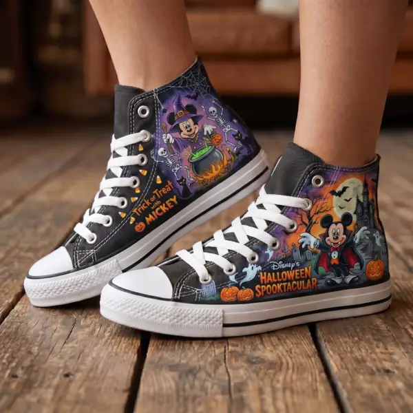 Mickey Witch & Vampire Halloween Canvas High-Top Shoes - Image 3