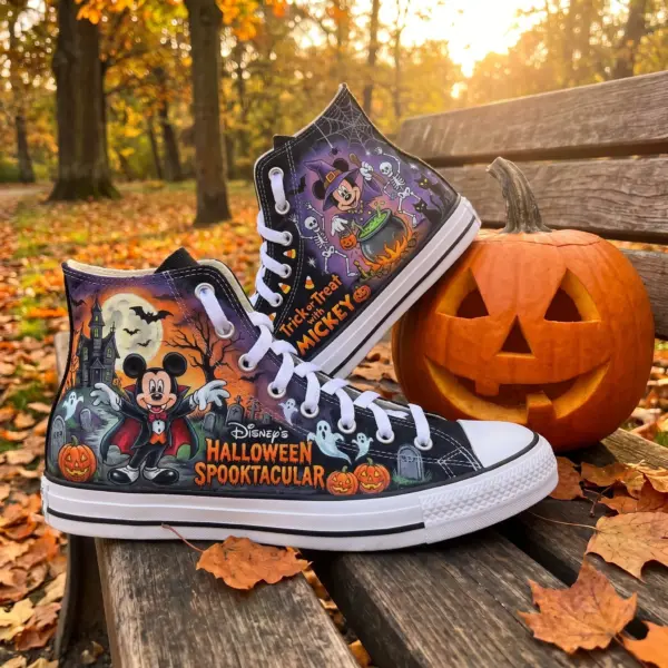 Mickey Witch & Vampire Halloween Canvas High-Top Shoes - Image 2