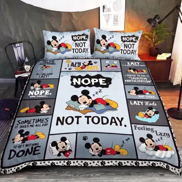 Mickey Mouse "Nope Not Today" Funny Quilt Bedding Set