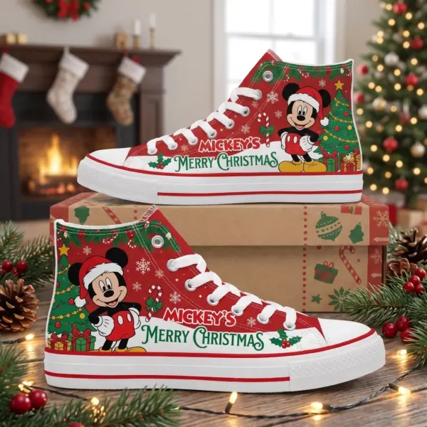 Mickey Christmas Canvas High-Top Shoes-THK133737