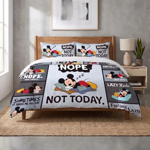 Alternative view of Mickey Mouse "Nope Not Today" Funny Quilt Bedding Set