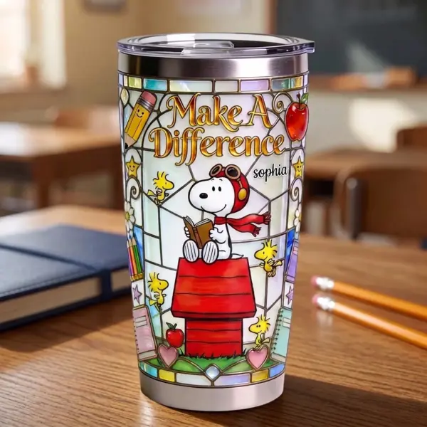 Personalized Snoopy Reading Teacher Tumbler Cup-THK133773