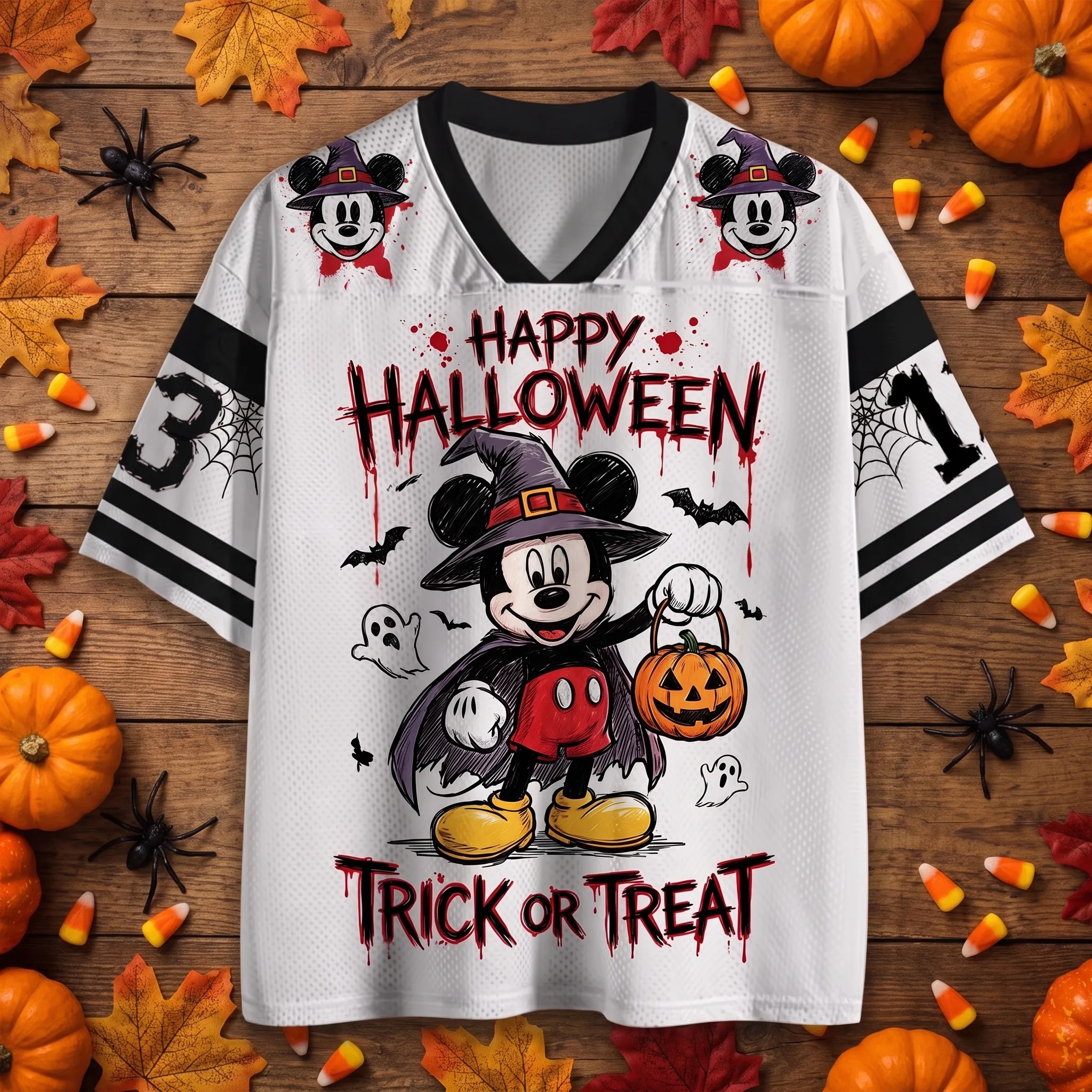Personalized Mickey Halloween Mesh Jersey-THK133761