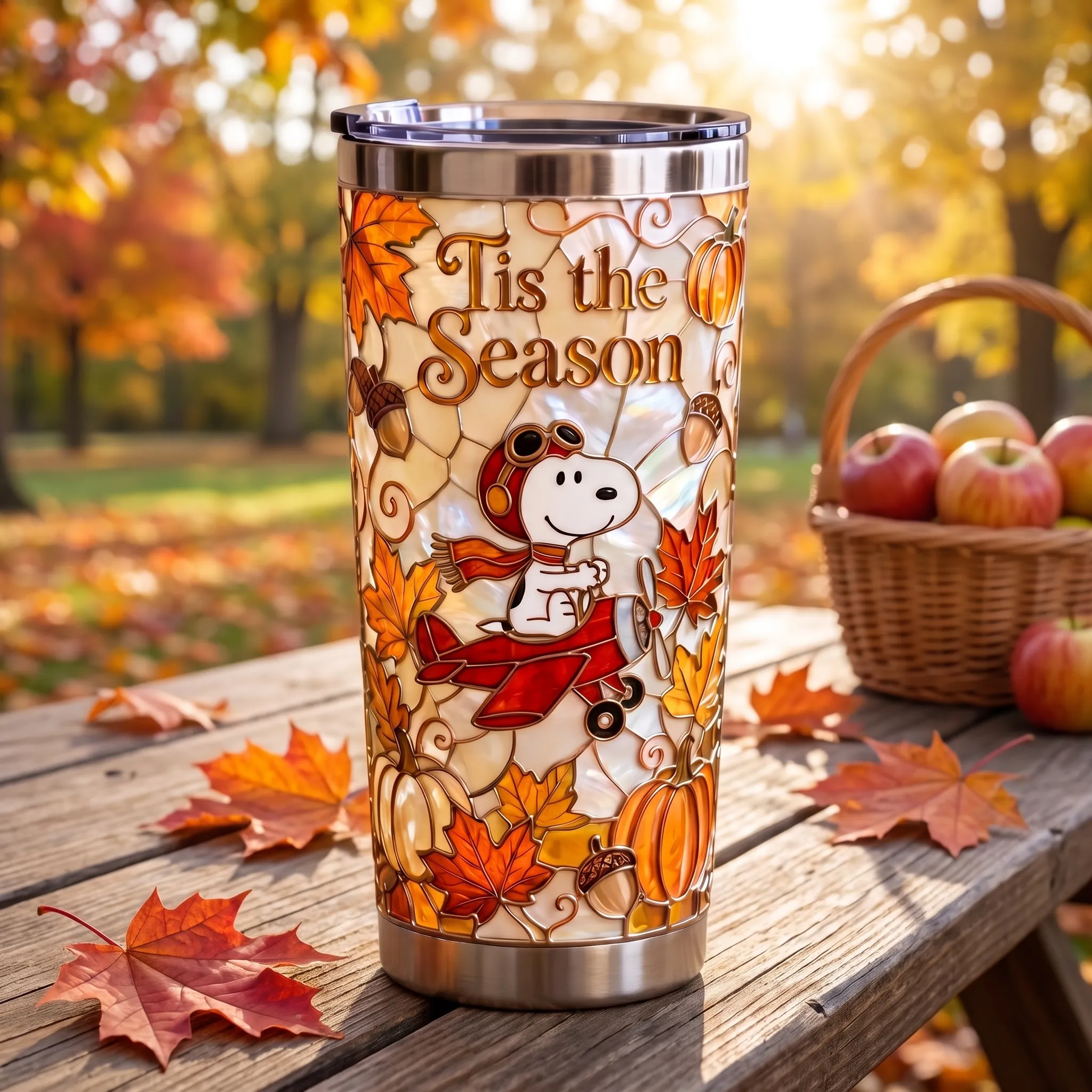 Snoopy Flying Ace Autumn Tumbler Cup-THK133764 - Image 2