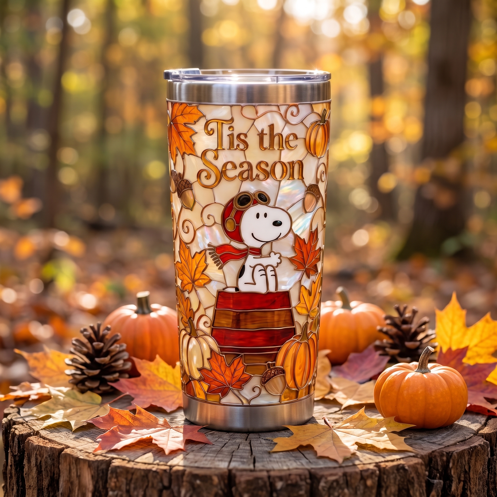Snoopy 'Tis the Season' Fall Tumbler Cup-THK133774 - Image 2
