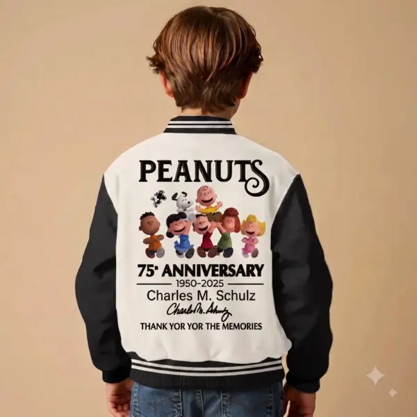 Limited Edition Peanuts 75th Anniversary Quilted Varsity Jacket - Image 4