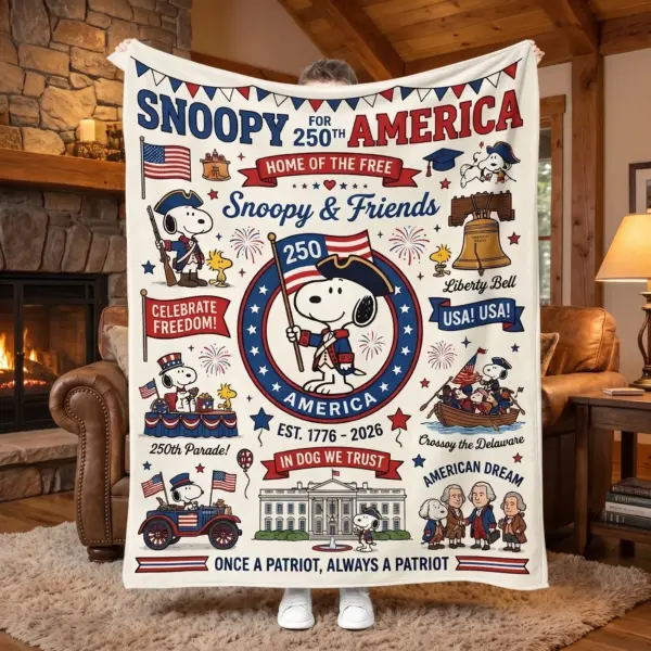 Alternative view of Snoopy 250 Years of America Quilt Blanket -THK132326